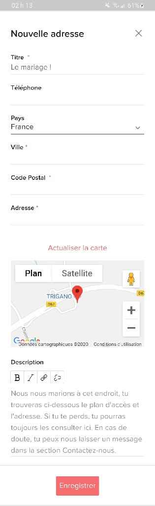 Problème ajout photos dans Adresses sur site de mariage - 1
