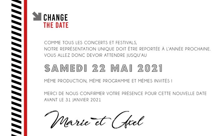 Report mariage et change the date 1