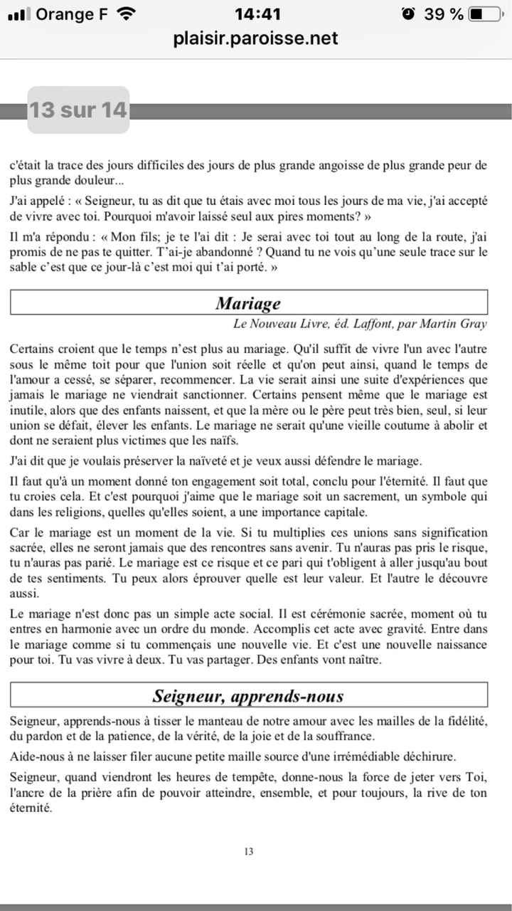 Texte "profane" cérémonie religieuse - 1