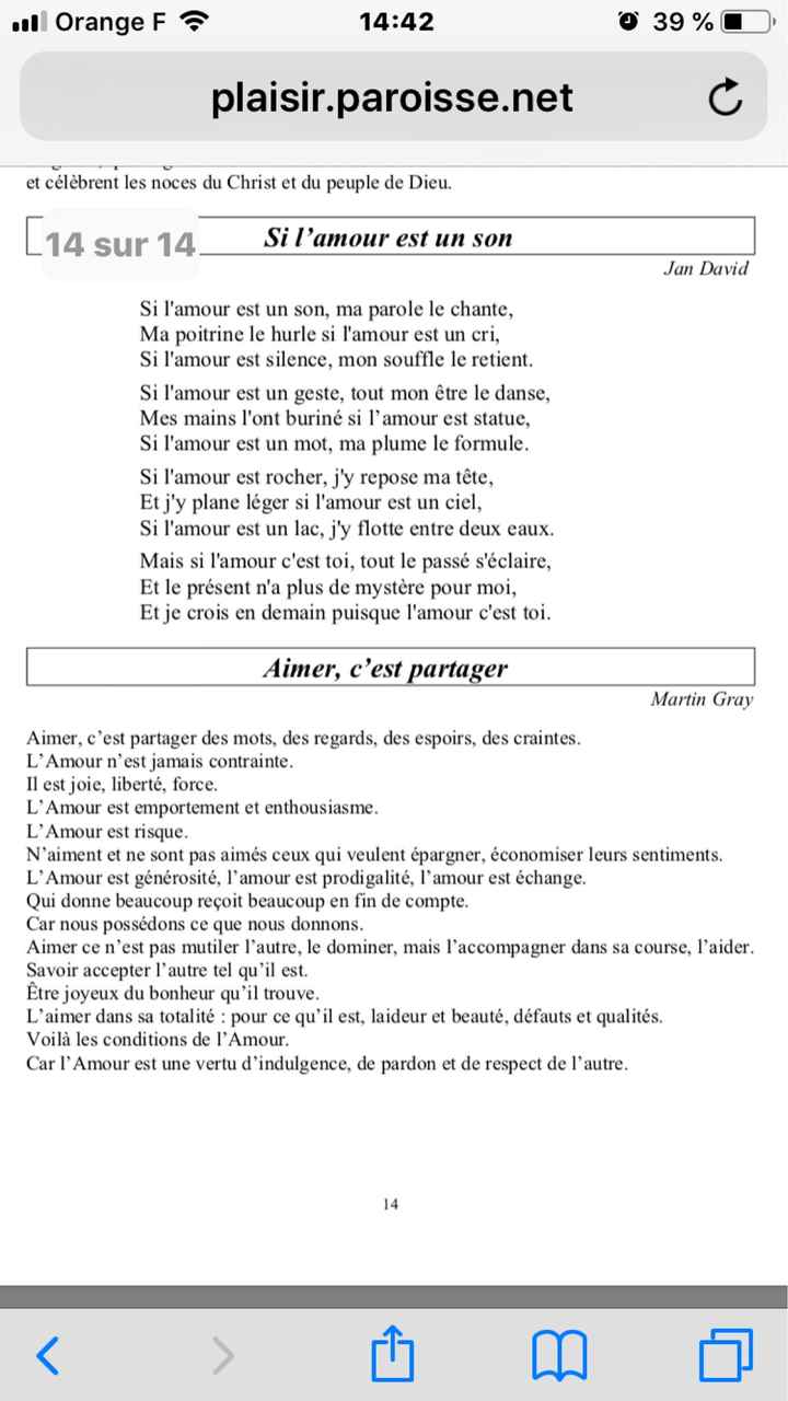 Texte "profane" cérémonie religieuse - 2