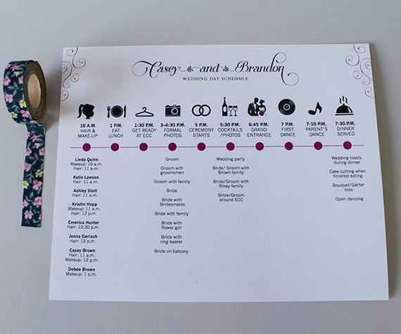 Programme de mariage Timeline