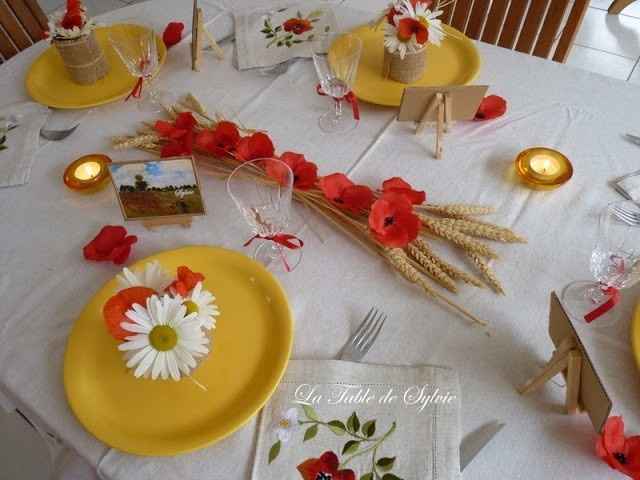 en centre de table avec des germinis