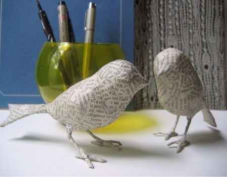 oiseaux en papier maché