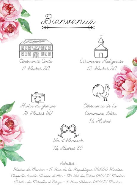 Menus et programme de la journée 2