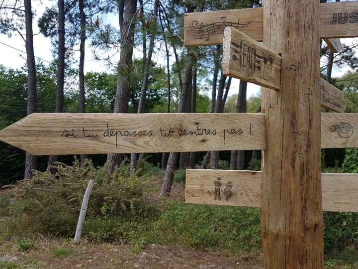 Un tronc d'arbre+des planches de palette=notre panneau Directionnel!! - 3