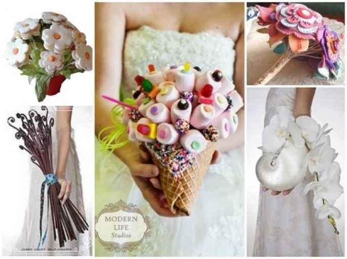 Bouquet mariée sans fleur ou fausse fleur - 19