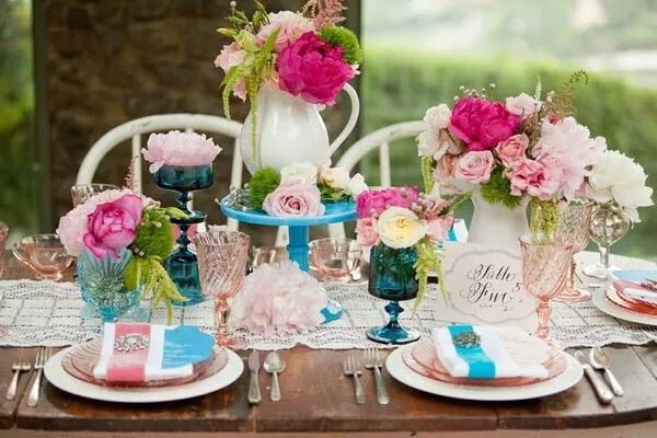 Théme blanc, turquoise et rose - 1
