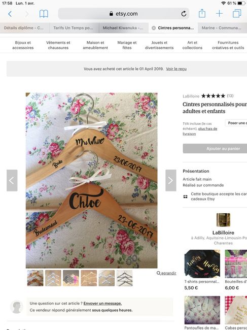 Nouvelle commande sur Etsy!