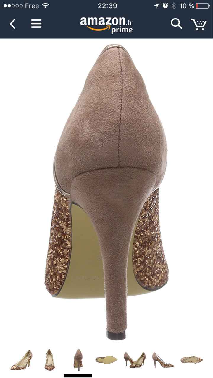 Escarpins dentelle - talon doré/glitter - 4