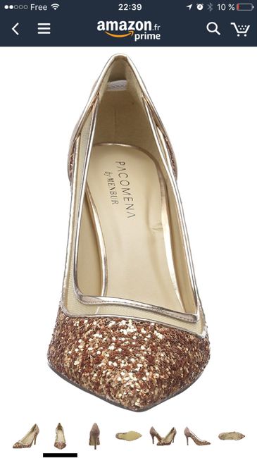 Escarpins dentelle - talon doré/glitter - 3