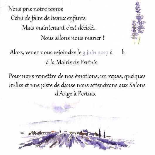 Faire-part verso champ de lavande