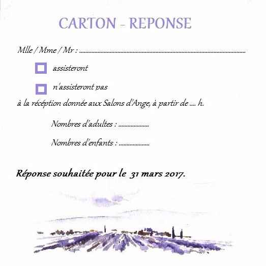 Carton reponse verso