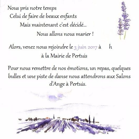 Faire-part verso champ de lavande