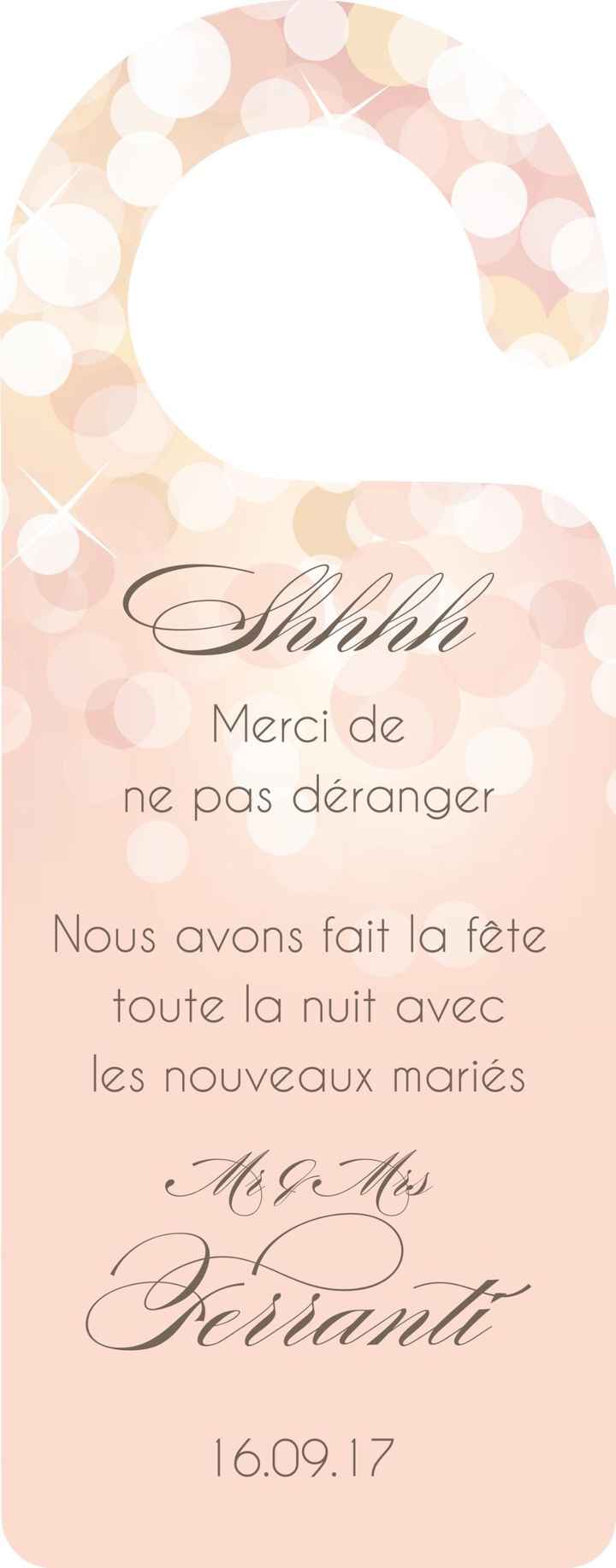 - accroche porte pour dormir tranquille le lendemain du mariage ^^