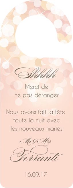 - accroche porte pour dormir tranquille le lendemain du mariage ^^