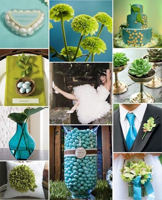turquoise /vert et blanc