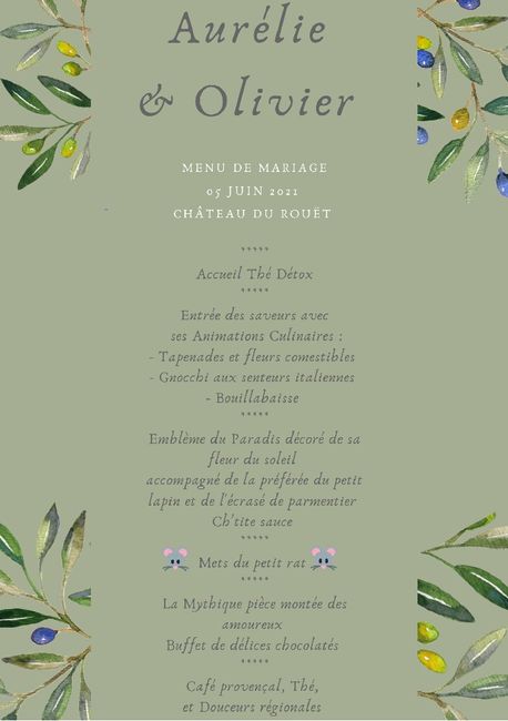 Menu de mariage 8
