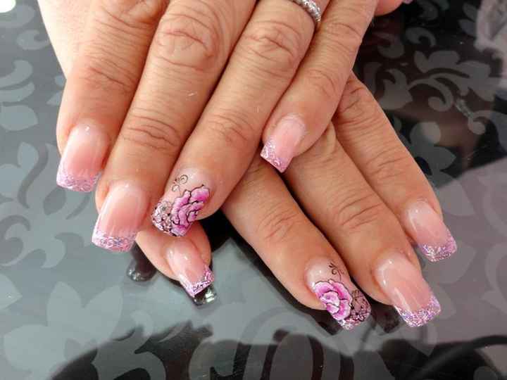 Pose gel french bling bling et rose en peinture