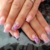 Pose gel french bling bling et rose en peinture