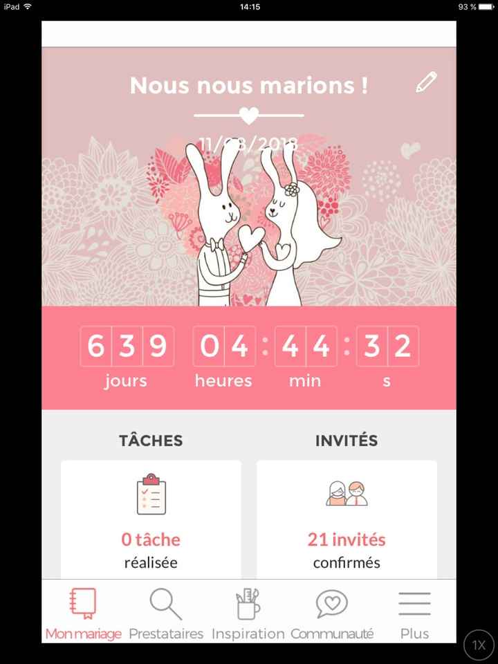 Ecrivez le nombre de jours qu'il reste avant votre mariage - 1