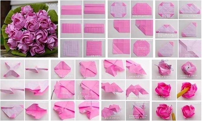 Roses en origami 