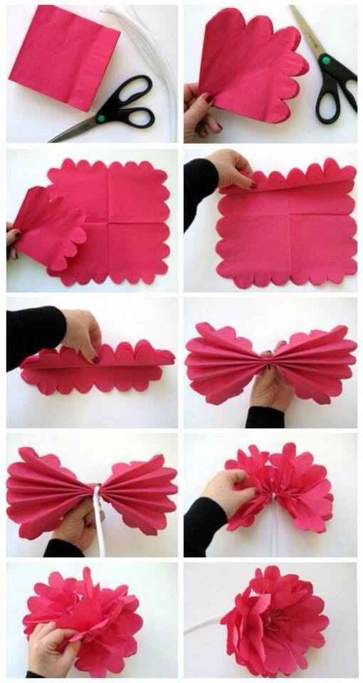 Tuto fleurs en serviettes