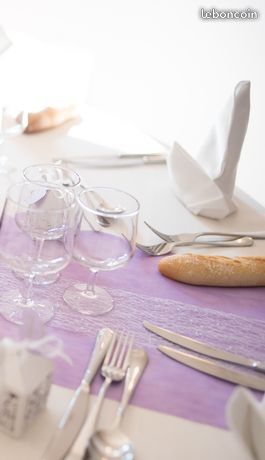 chemin de table parme et blanc