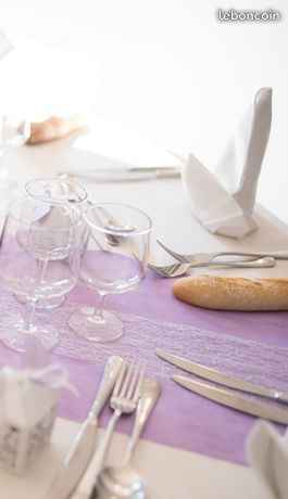 chemin de table parme et blanc