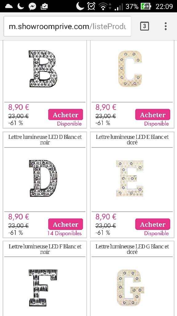 Lettres lumineuses sur showroomprive - 1