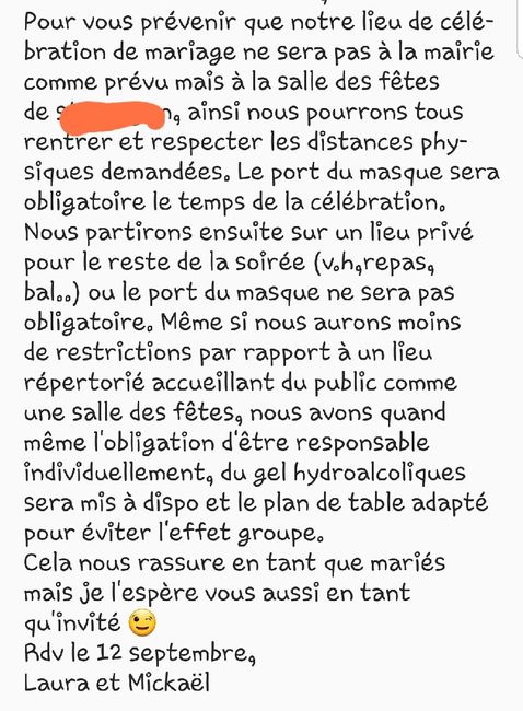 Annoncer aux invités les changements d'organisation 1