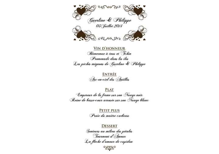 La présentattion de mon menu