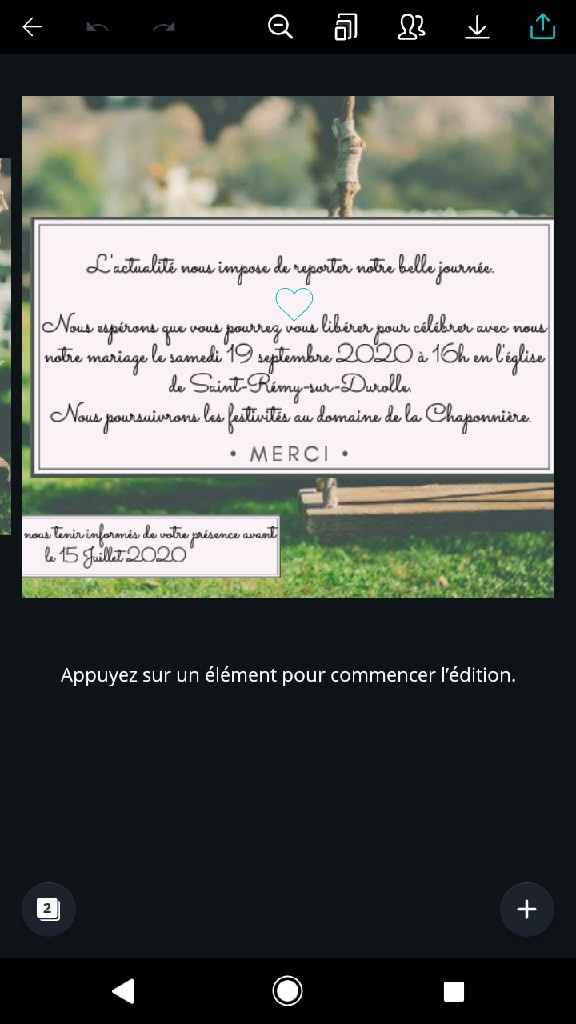 Faire-part - Mariage reporté - 1