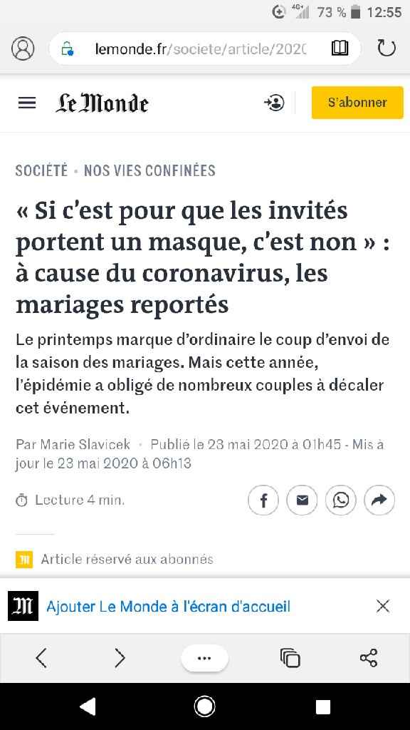 Article "le Monde" 🦋 Mariage & Covid-19 - 1