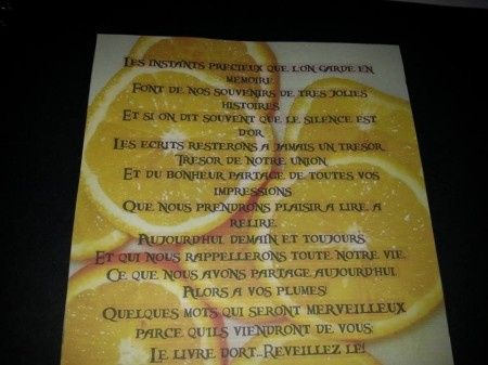 texte mis dans le livre d'or