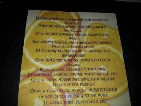 texte mis dans le livre d'or