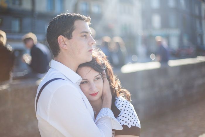 Notre séance d'engagement rétro à Honfleur (Normandie)