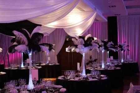 centre de table en plume d'autruche