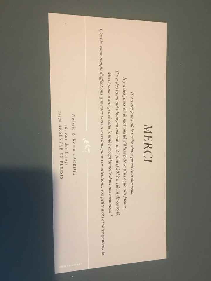 Carte de remerciements - 1