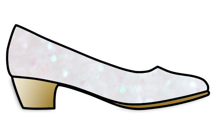 Paillettes blanches irisé et talon or 