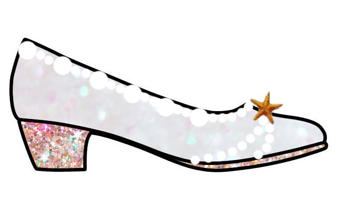 Paillettes blanches irisées et corail + perles + étoile de mer