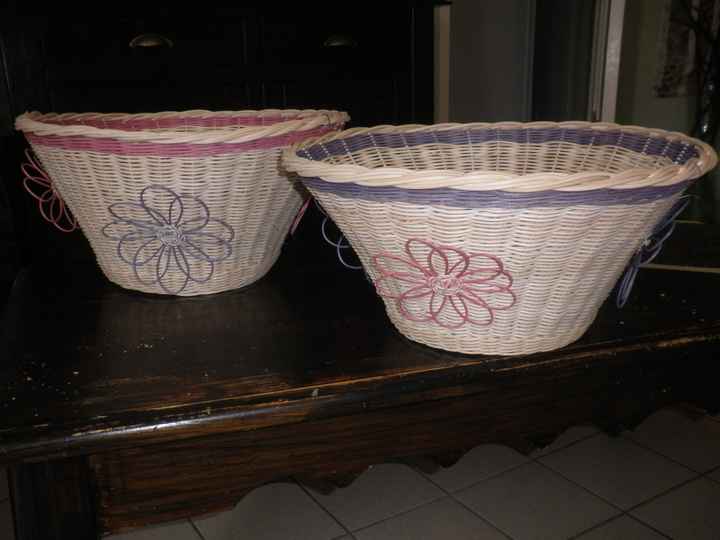 nos panières pour mettre nos cones a confettis pour la sortie de l'église