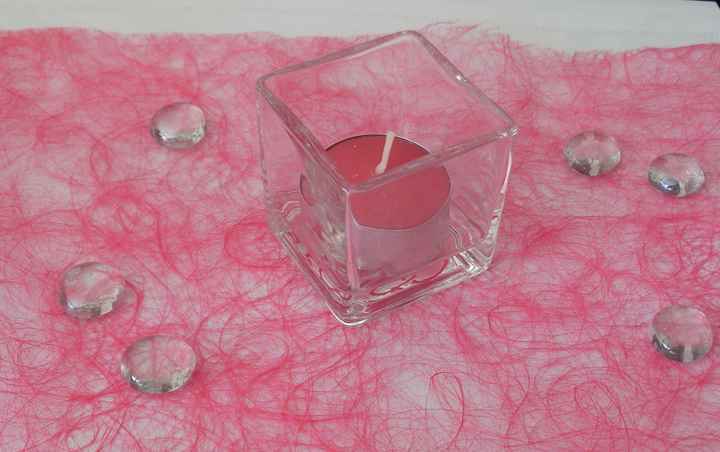 Chemin de table, perles de verre et photophore