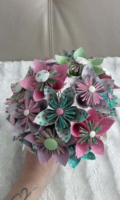 Bouquet de fleurs origami,  en bouton... - 1