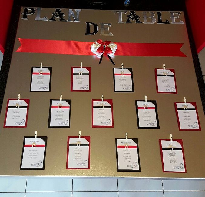 Plan de table et noeuds voitures invités terminés 👍👍 - 2