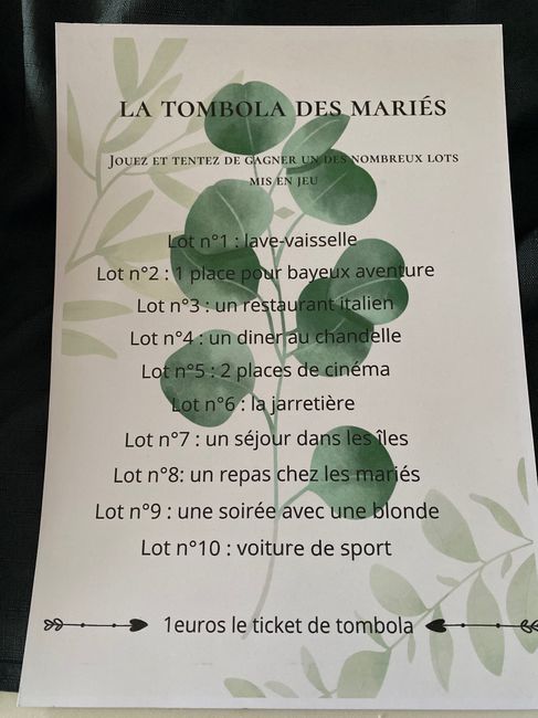 Tombola des mariés 2