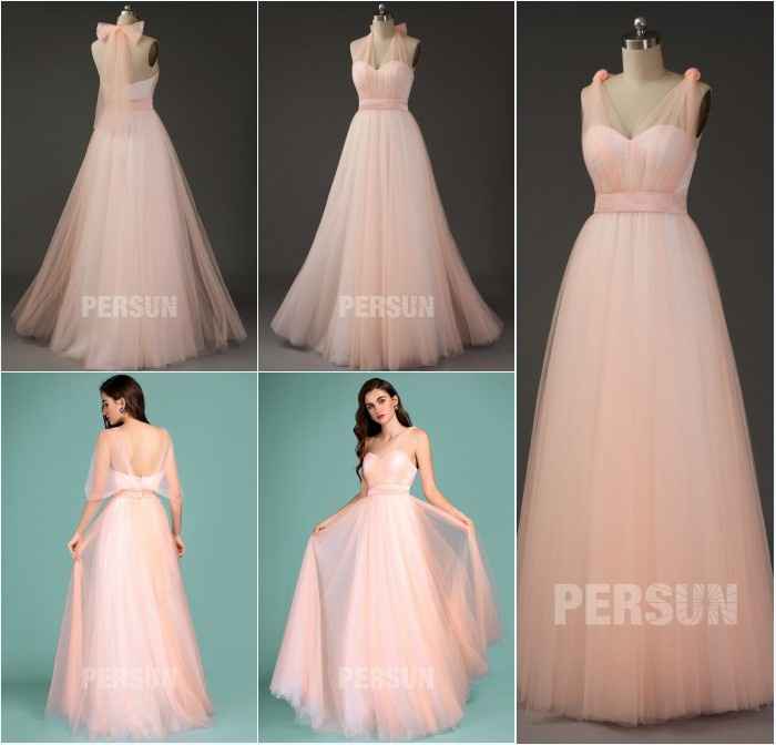 robe demoiselle d'honneur pêche clair romantique convertible pas cher 2019