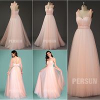 robe demoiselle d'honneur pêche clair romantique convertible pas cher 2019