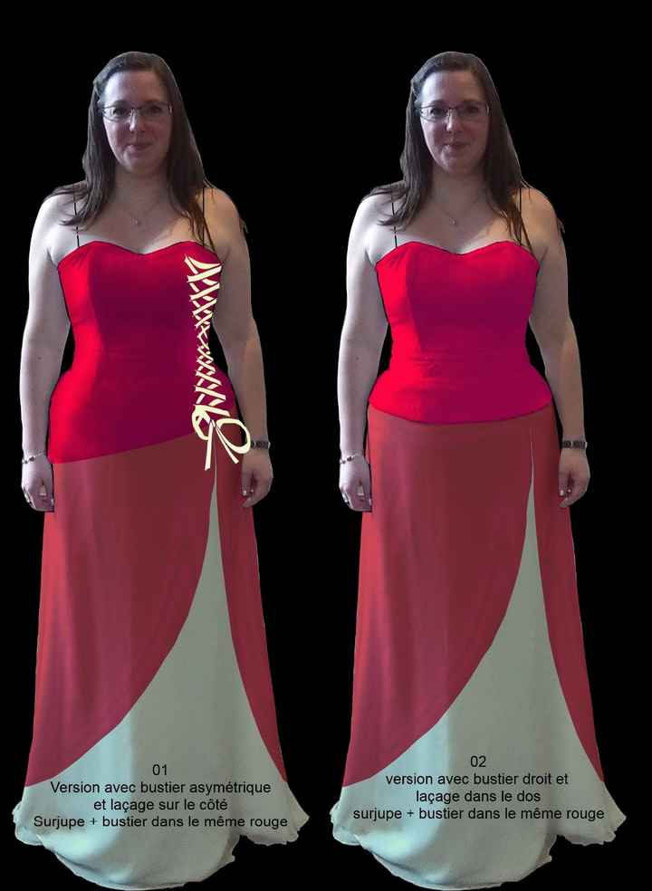 Bustier asymétrique avec laçage ou droit + jupe en mousseline et soie en ivoire / blanc + surjupe da