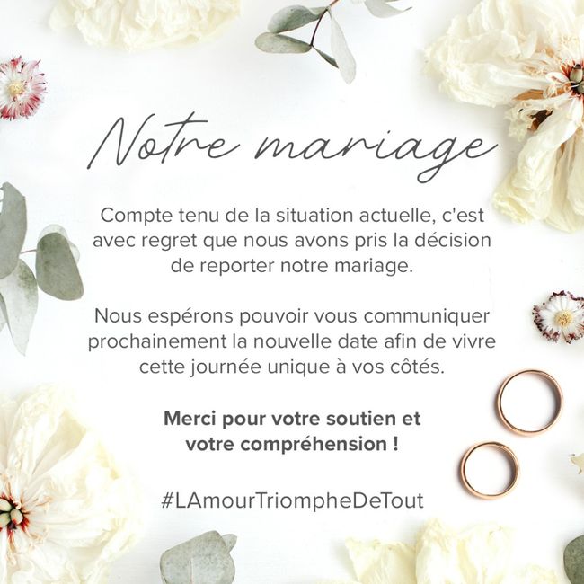 Mariage reporté? Nous vous invitons à le dire à vos invités 💕 2