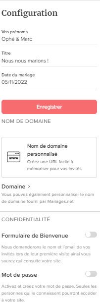 Configuration mot de passe page privée 1